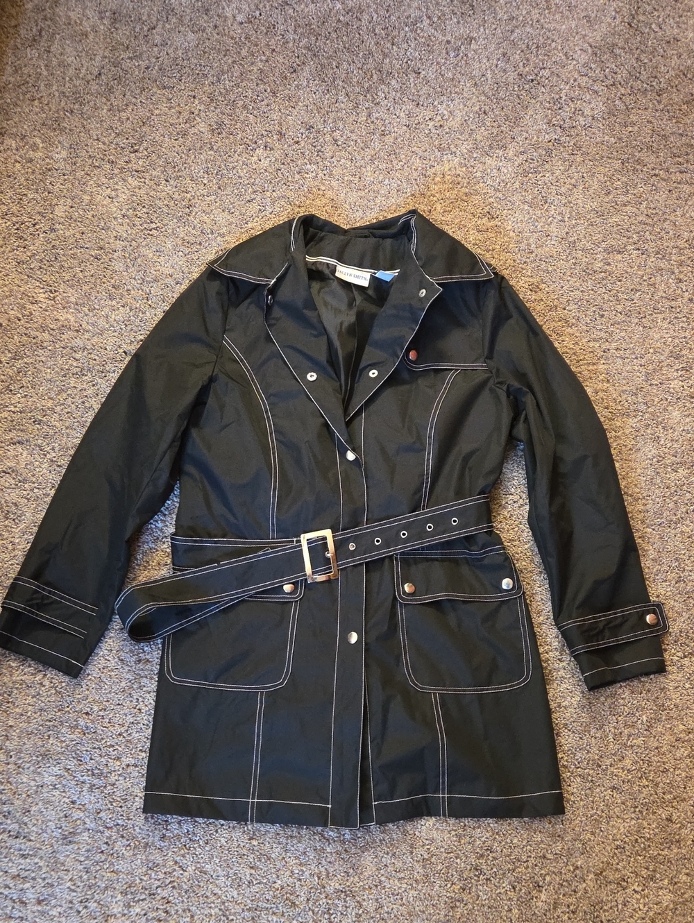 Women's Rain Coat with Contrast Stitching By Jaclyn Smith Size Medium